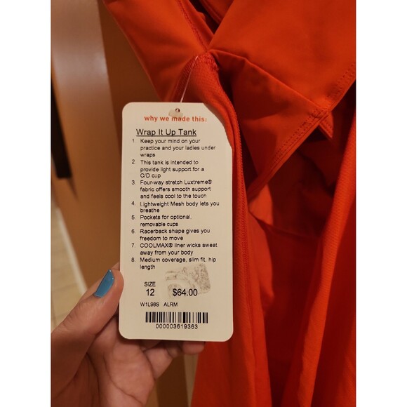 Lululemon "Wrap It Up Tank" Coral Pink Size 12 NWT - Picture 4 of 7